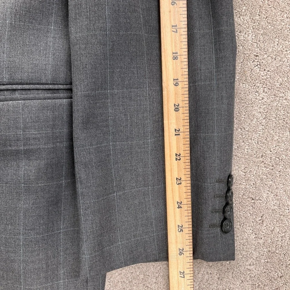 Pronto Uomo Platinum Blazer Mens‎ 52R Gray Blue Windowpane Plaid Classic Wool